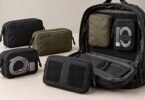 Hook-backed organizer pouches beside a loop-lined backpack
