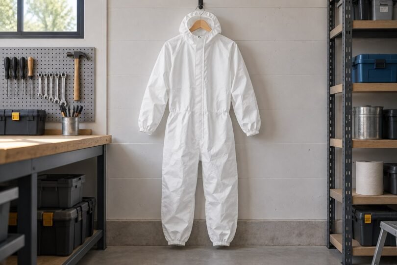 Protective coveralls shown as garment examples.