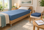 Illustration of a plain covered mattress, a separate seat cushion and a blank care-planning clipboard.