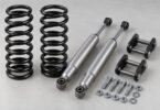 Illustration of generic pickup coil springs, shock absorbers, shackles and hardware