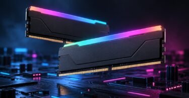 Conceptual illustration of two unbranded RGB desktop memory modules