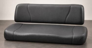 Illustration of generic dark vinyl utility vehicle seat-bottom and backrest cushions