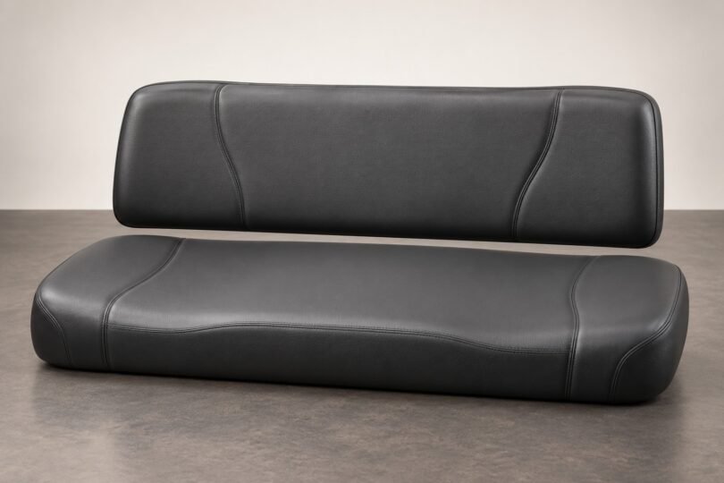 Illustration of generic dark vinyl utility vehicle seat-bottom and backrest cushions