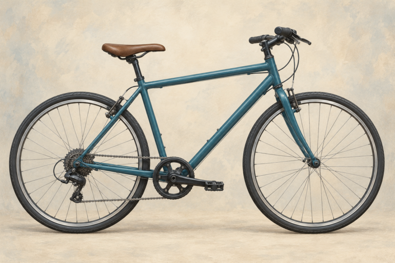 Illustration of an unbranded bicycle standing still without a rider.