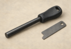 Illustration of an unused generic ferrocerium rod and separate metal striker.