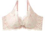 Aimerfeel Side Support Lace Push-Up Bra in white lace over pale pink, shown without a model